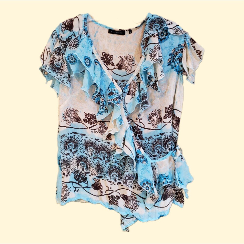 Y2K Mermaidcore Office Siren Ruffle Top